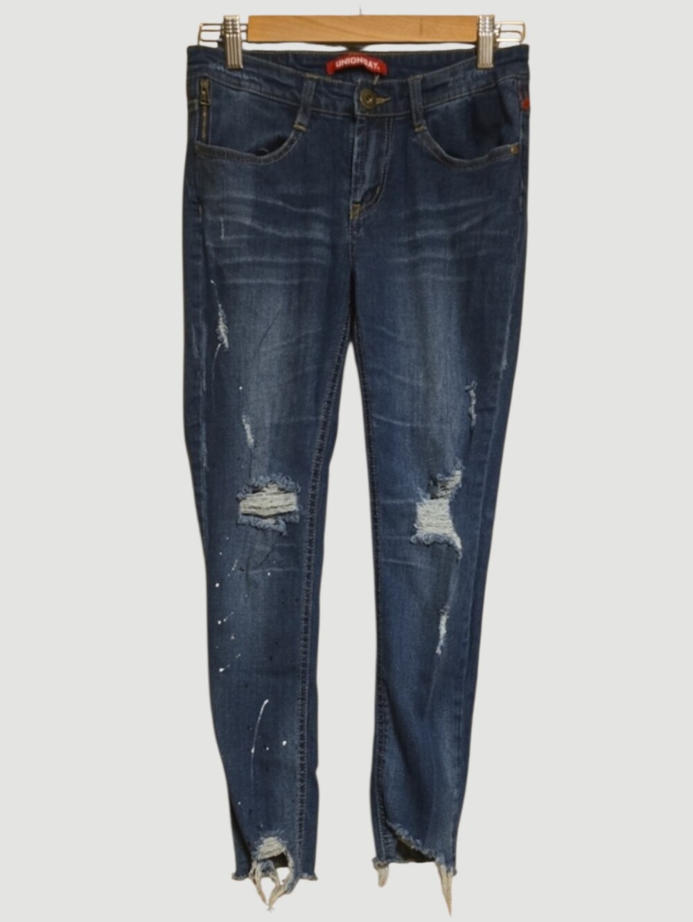 UNIONBAY Crop Cropped Jeans Frayed-hem Grunge Ripped Vlue Women's Size 3 Juniors